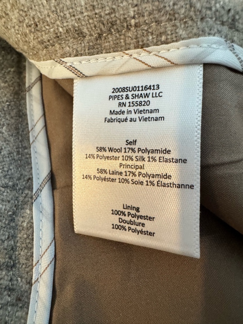 Veronica Beard Neutral Taupe Tweed Waistband Detail pants. - Picture 5 of 6